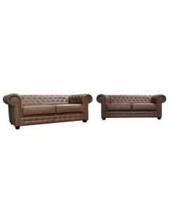Astor 2+2 Seater Brown Faux Leather Sofa Set