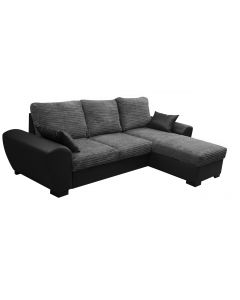 GIANNI Fabric Corner Sofa Bed Black/Grey + Amy 3 Seater + Amy Armchair Black/Grey Fabric
