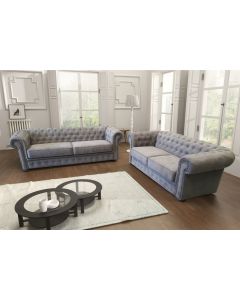 Chesterfield Style Sofa Venus 3+2 Seater Velour Fabric 