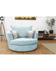 Joy Swivel Cuddle Chair Velour  Fabric Light Blue