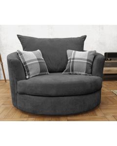 Joy Swivel Cuddle Chair Velour Fabric Grey