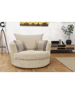 Joy Swivel Cuddle Chair Velour Fabric Cream