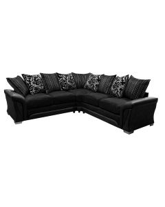 Shannon Fabric Corner Sofa Faux Leather Black/Black