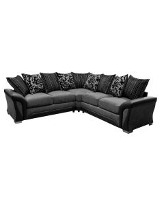 Shannon Fabric Corner Sofa Faux Leather Black/Grey