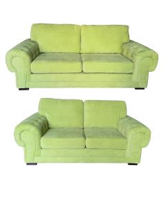 Verona Fabric 3+2 Seater Sofa Velour Chesterfield Style Lime